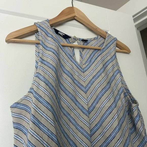 Lands' End women's blue linen shift dress with a striped pattern size LP - Picture 4 of 8